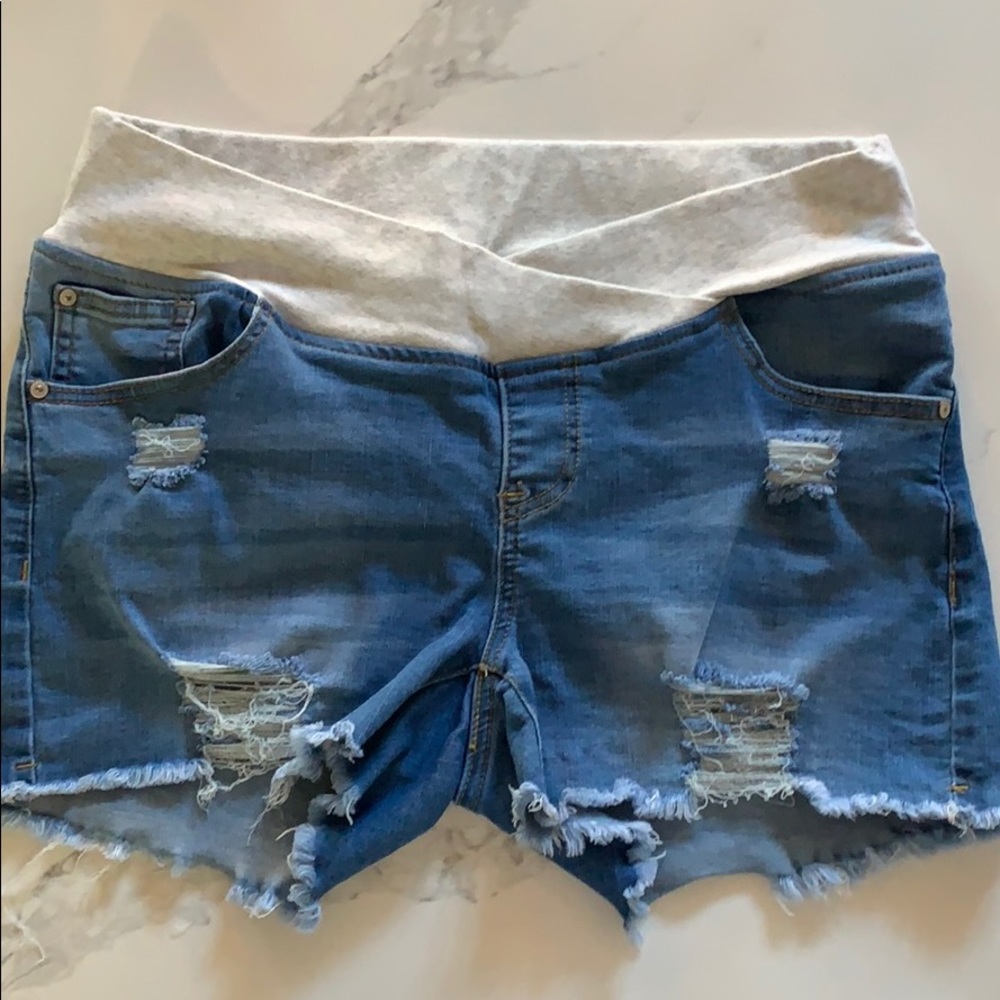 Maternity denim shorts